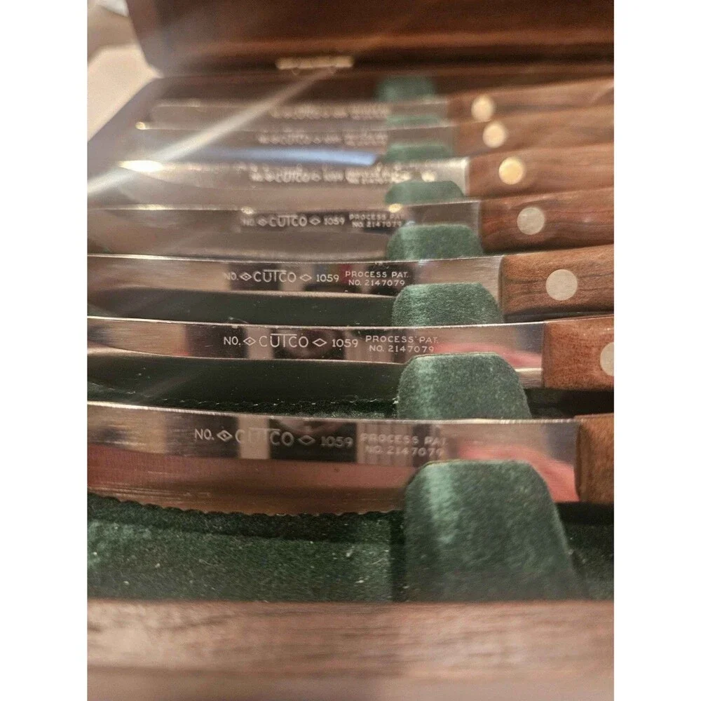 1960s Vintage Cutco 1059 Rose Rosewood Steak Knife Set 7 Pc Wood Box